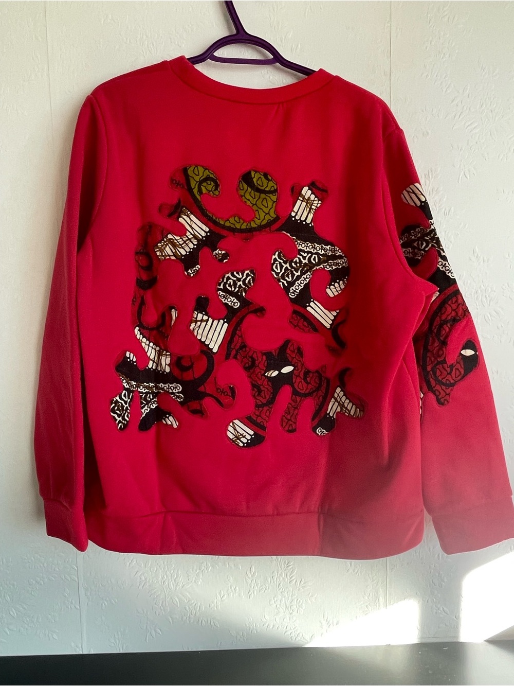 Upcycled Oversized Sweatshirt with Ankara Fabric